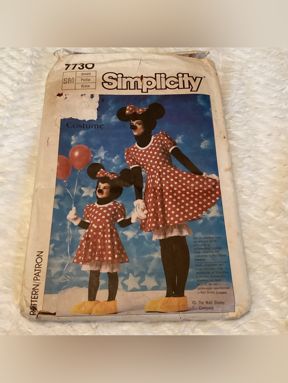 Vintage Simplicity 7730 Adult-girls Minnie Mouse Costume Uncut Sewing Pattern